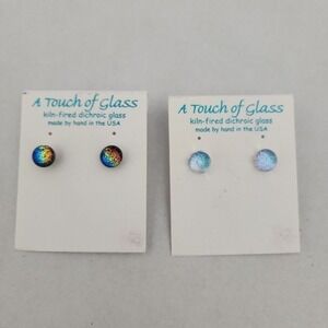 A‎ Touch Of Glass Earrings Womens Size Stud Multicolor Handmade Kilnfired Glass